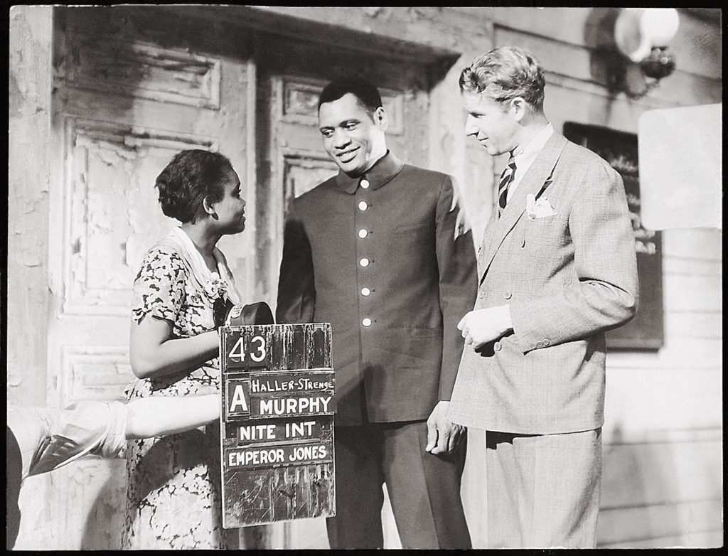On the set of The Emperor Jones , 1933: Ruby Elzy (Dolly), Paul Robeson (Jones), and Dudley Murphy Courtesy the Murphy Family Collection