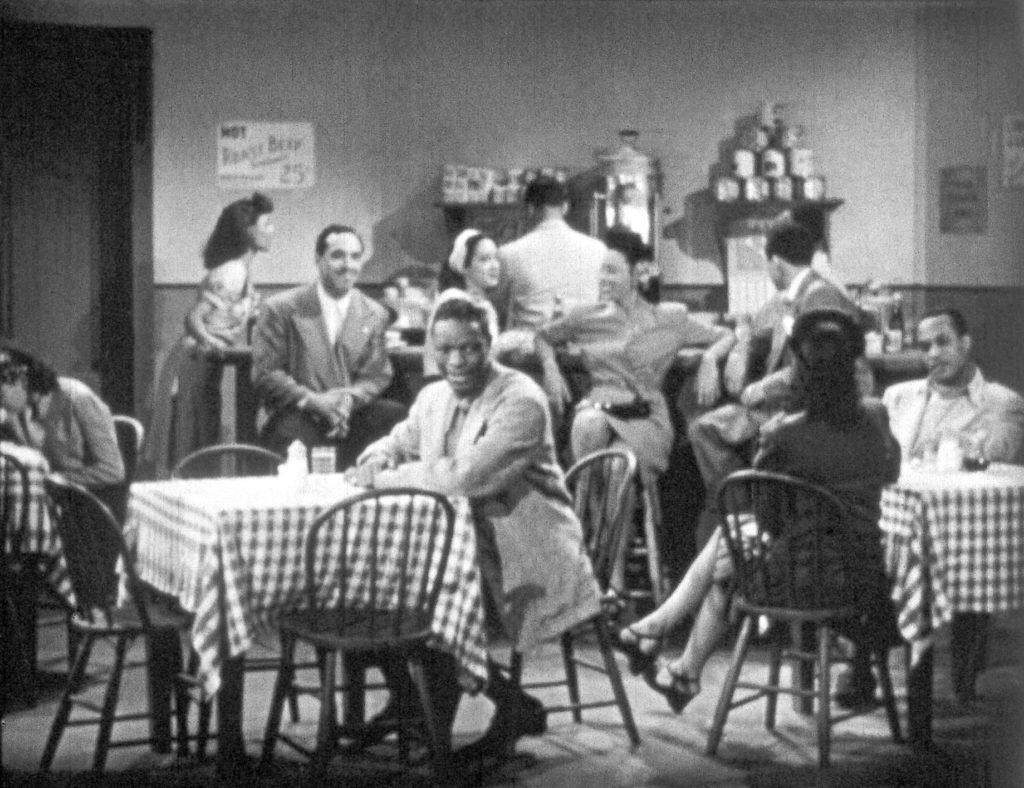 Nat “King” Cole (at center) in the Soundie “Frim Fram Sauce” (1945). Courtesy Mark Cantor Archive